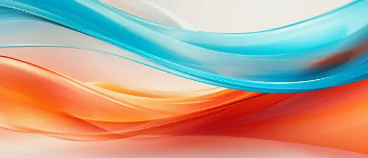 KI Generative Illustration eines modernen hellblauen und orangefarbenen Hintergrunds
