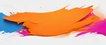 KI Generative Illustration von Pinselstrichen als Hintergrund in orange Rosa und Blau Farbe auf weißem Hintergrund