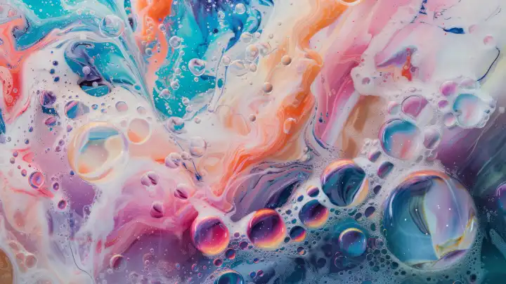 KI Generative Illustration eines pastellfarbenen Seifenblasenhintergrundes