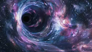 ai generative illustration of a black hole in the universe