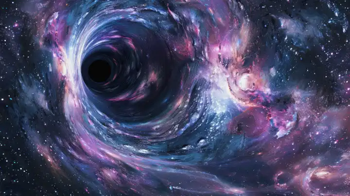 ai generative illustration of a black hole in the universe