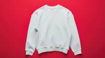 ai generative illustration of a white sweatshirt against red background