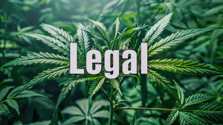 ai generative illustration of the word legal written on hemp leaves