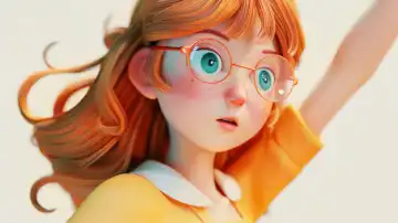 ai generative, close-up of a girl raising her arm in 3d illustration