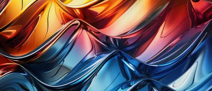 ai generative illustration of a metallic shiny curvy colorful background