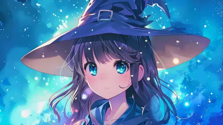 ai generative illustration of a cute young anime wizard