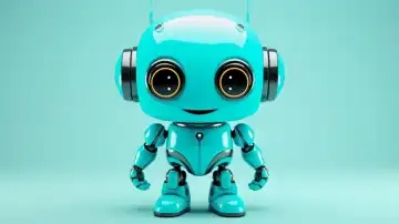 ai generative illustration of a cute turquoise colored robot
