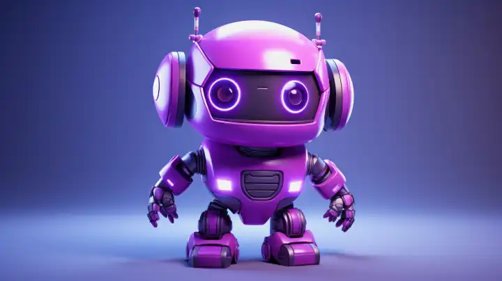 ai generative illustration of a cute purple colored robot