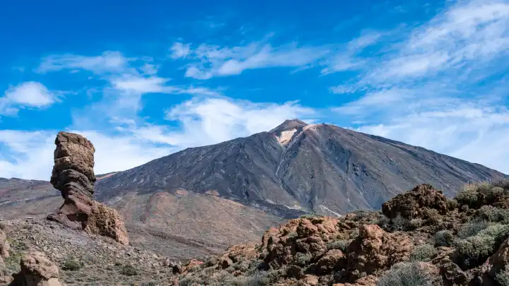 mountain Pico del Teide on Tenerife on a sunny day with blue sky