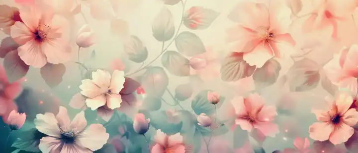 ai generative, beautiful flower background in pastel color