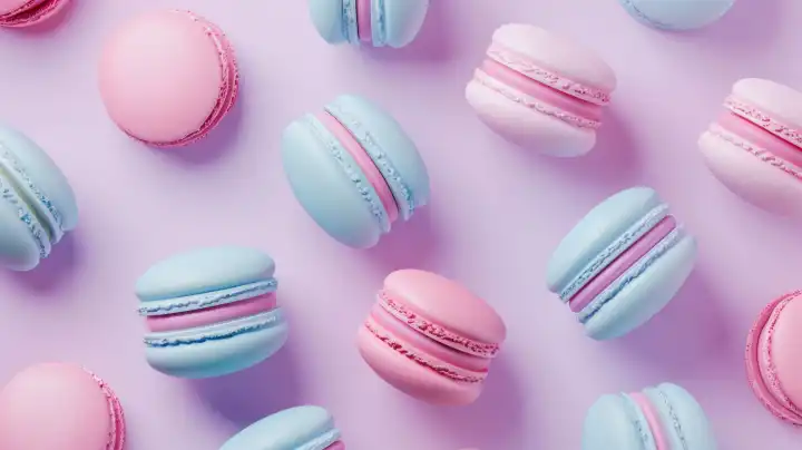ai generative, background with light blue and pink macaroons