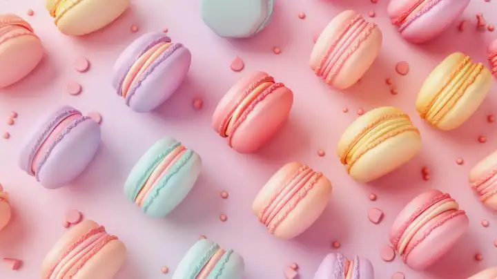 ai generative, background with pastel colored macaroons