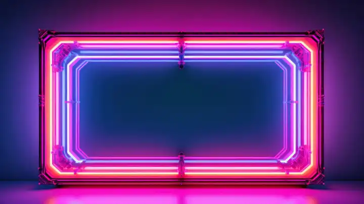 ai generative illustration of a neon colored frame with copy space in the middle