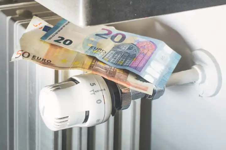 Heizkörperverstellung mit Euro-Schräglage als Zeichen des Sparens
