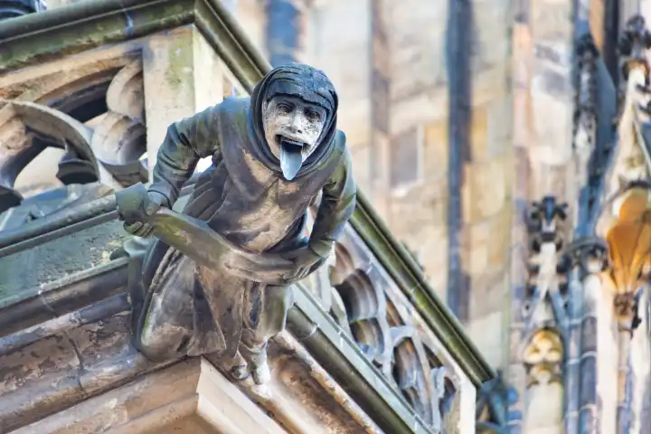 A characteristic gargoyle of St. Vitus Cathedral in Prague
