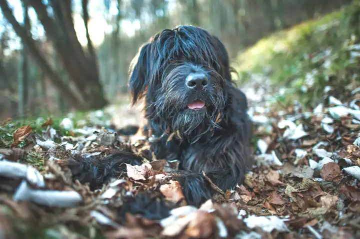 Bergschäferhund im Herbstlaub