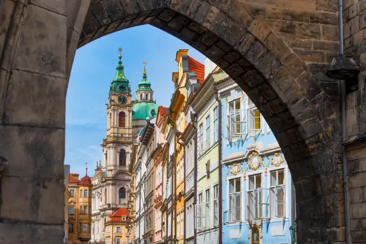 Entry into the colorful district of Mala Strana in Prague