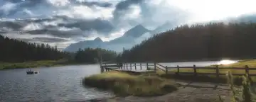 pier on mountain lake
