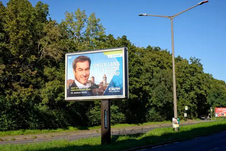 Election poster of the CSU with Prime Minister Söder for the 2023 state election in Bavaria