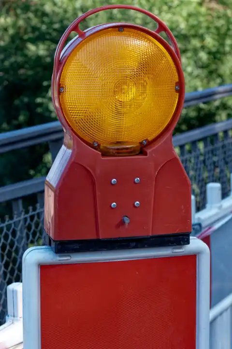 Close up of warning light for construction sites