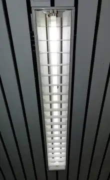 Luminous neon tube on the ceiling