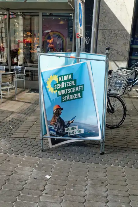 European elections 2024: Damaged election poster of the Green Party