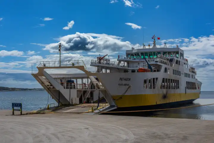 Ferry in the port of Punta Arenas, Patagonia, Chile