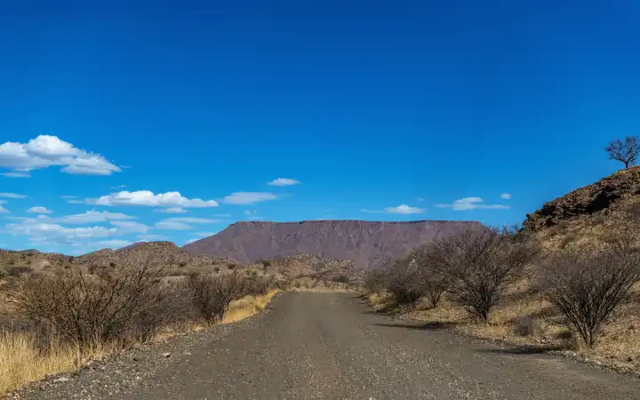Blick auf das Gamsberg-Massiv, Khomas, Namibia