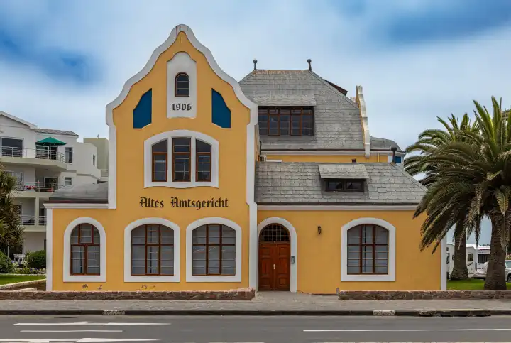 Facade of the Old German District Court building in Swakopmund, Namibia