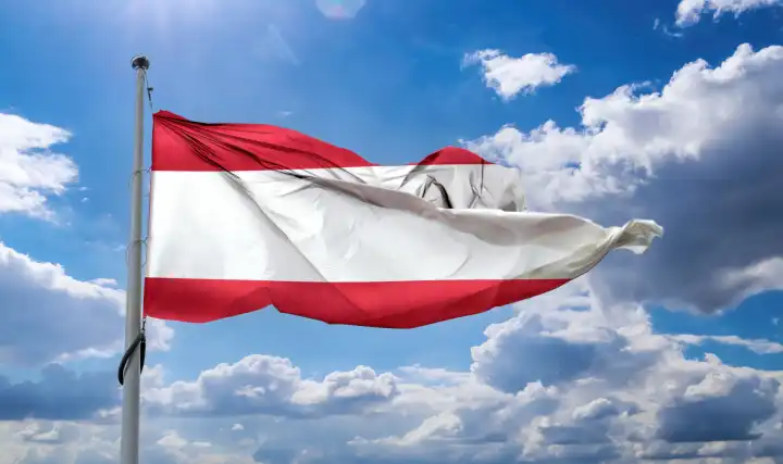 Österreich Flagge - realistische wehende Stoffflagge