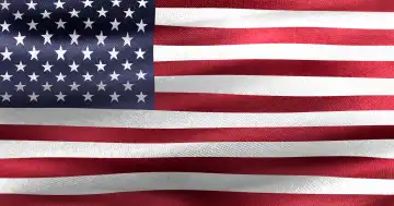 3D-Illustration einer USA-Flagge - realistisch wehende Stoffflagge.