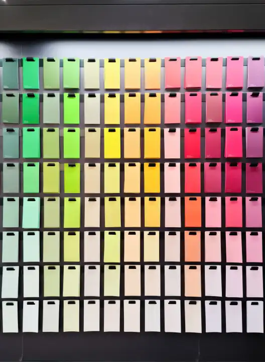 Kiel, Germany - 11 February 2023: Various colours of the Liquitex brand in a paint section of a DIY store