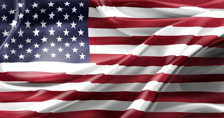 3D-Illustration of a USA flag - realistic waving fabric flag.