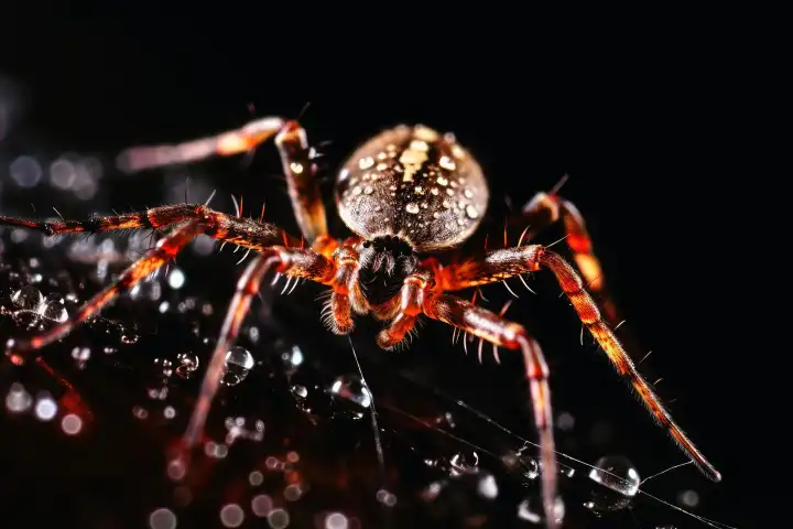 Eine europäische Spinne in einem mit generativer KI-Technologie erstellten Netz