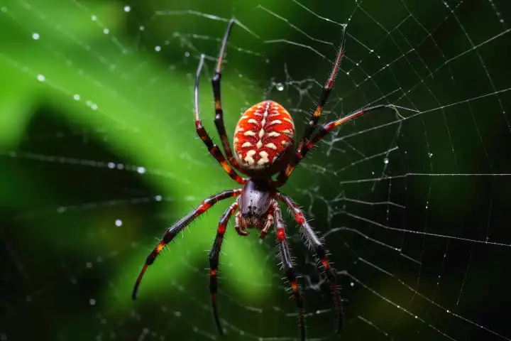 A european spider in a web created with generative AI technology