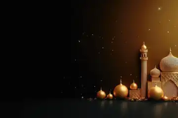 Ein schöner Ramadan-Hintergrund in goldenen Farben, generiert mit KI