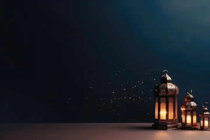 Ein schöner Ramadan-Hintergrund in goldenen Farben, generiert mit KI