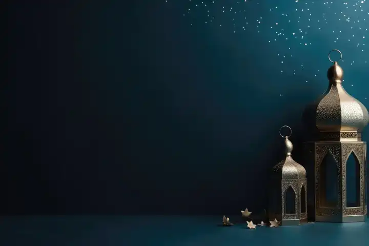 A beautiful ramadan background in golden colors, generated with AI