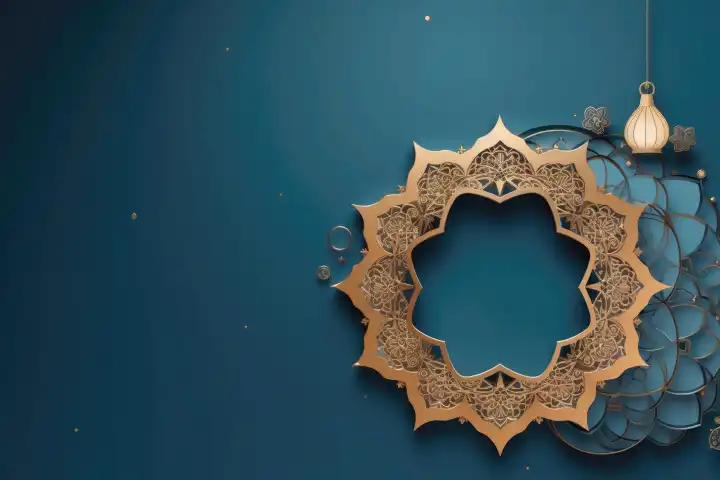 A beautiful ramadan papercut background with copy space, generated with AI