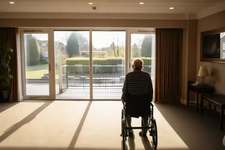 A lonely pensioner in a retirement home AI generated
