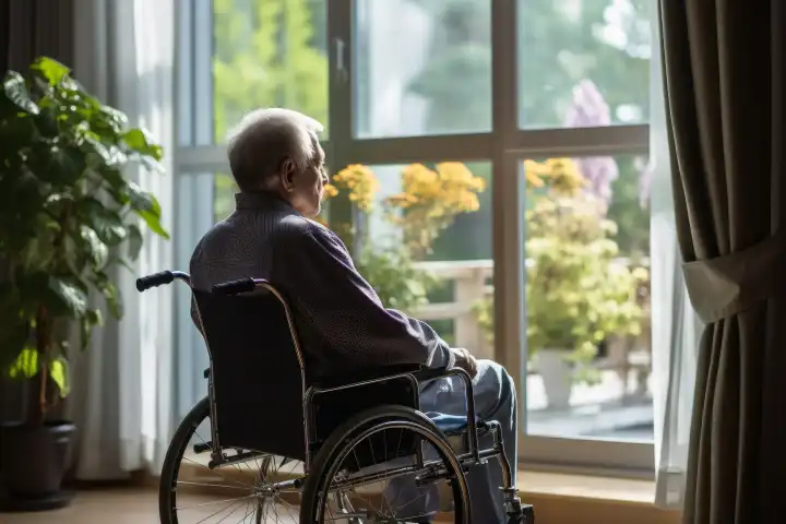 Ein einsamer Rentner in einem Altersheim KI generiert