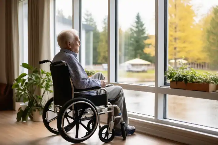Ein einsamer Rentner in einem Altersheim KI generiert