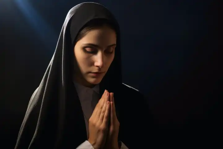 A nun while praying to god AI generated