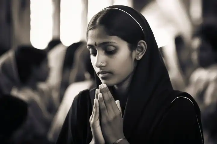 Eine Nonne beim Beten zu Gott KI generiert