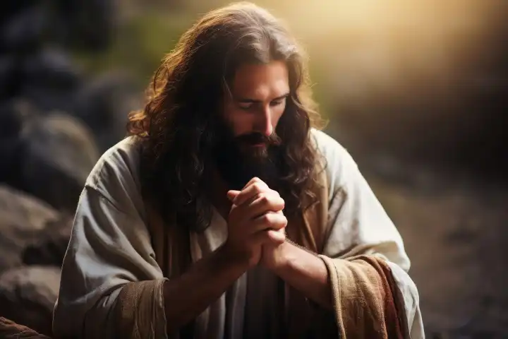 Jesus Christus betet zu Gott KI erzeugt