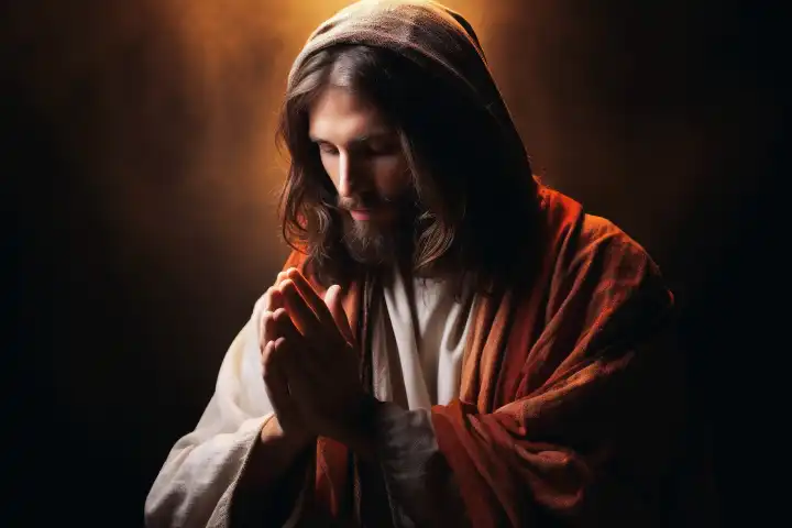 Jesus Christus betet zu Gott KI erzeugt