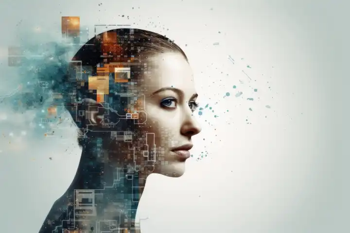 A modern art portrait of an AI woman  AI generated