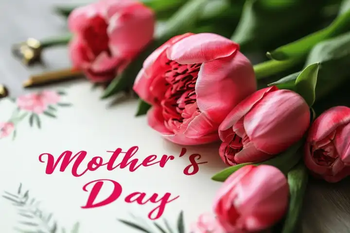Lovely mothers day background showing the handwritten text Mother's Day AI generated