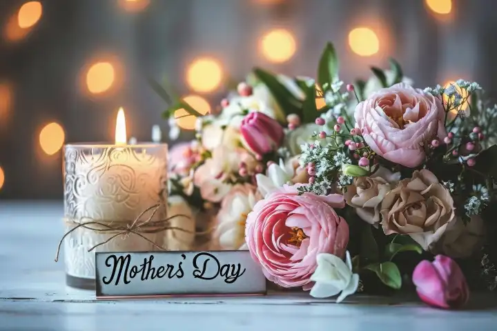 Lovely Mütter Tag Hintergrund zeigt den handgeschriebenen Text Mother's Day AI generiert