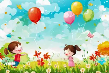 A beautiful illustrated background for childrens day AI generated